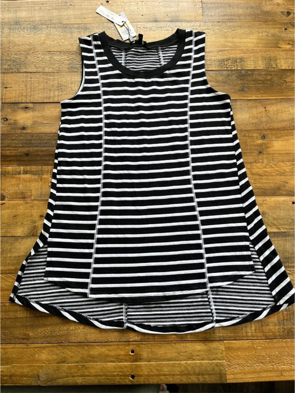 NWT Cable & Gauge Sleeveless Swing Tank Top Black White Stripe S